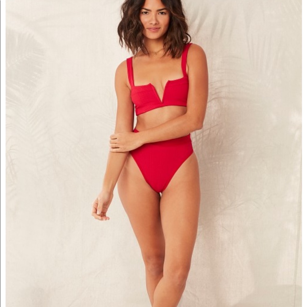 l*space Red Ribbed Bikini Set - Picture 2 of 13